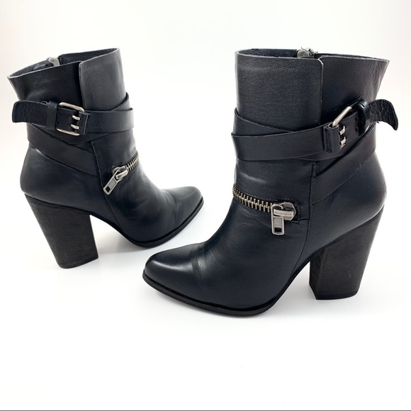 JOE’S JEANS black leather heeled motorcycle boots - Picture 13 of 13